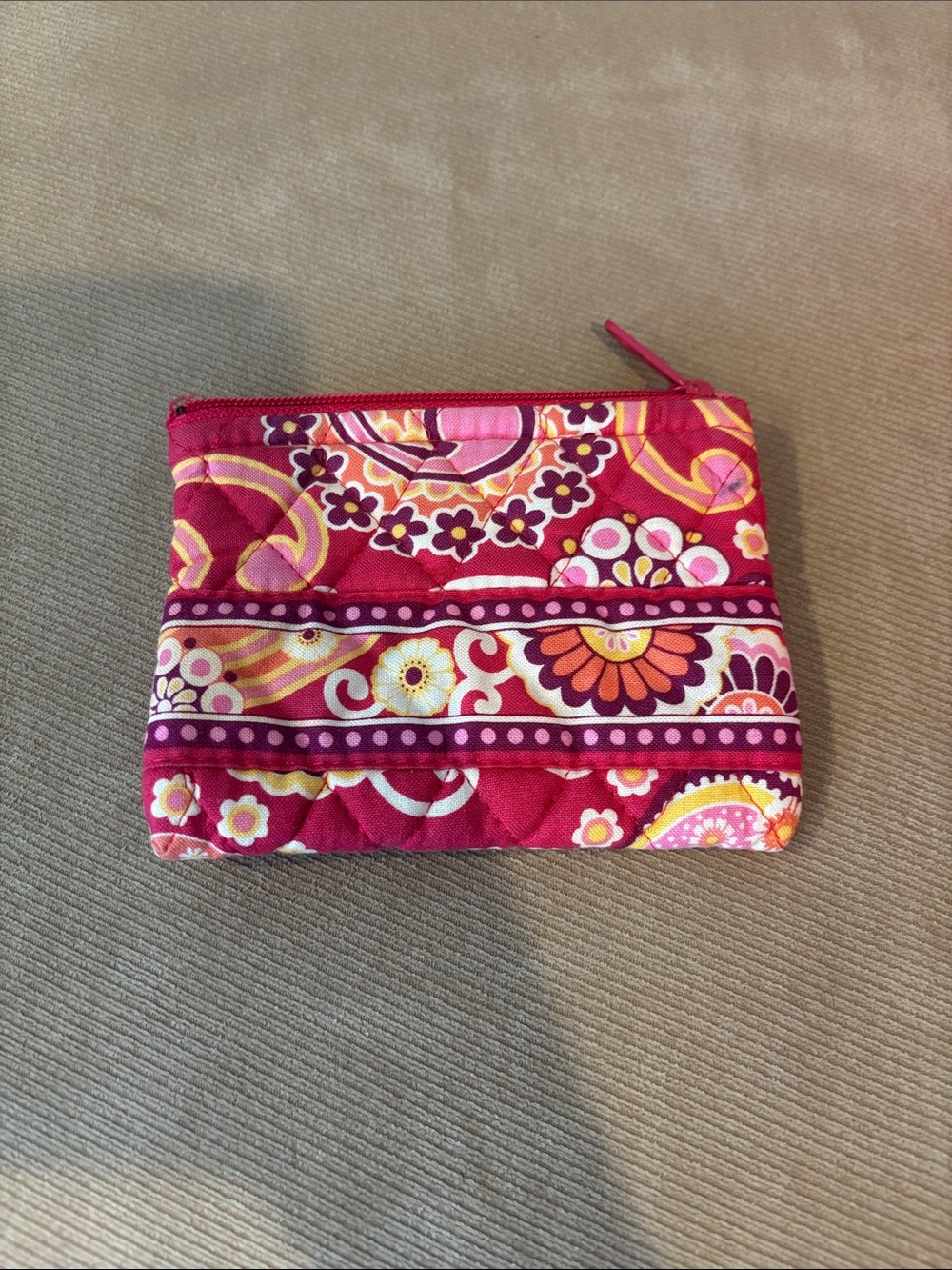 Vera Bradley Pink Floral Quilted Zip Pouch